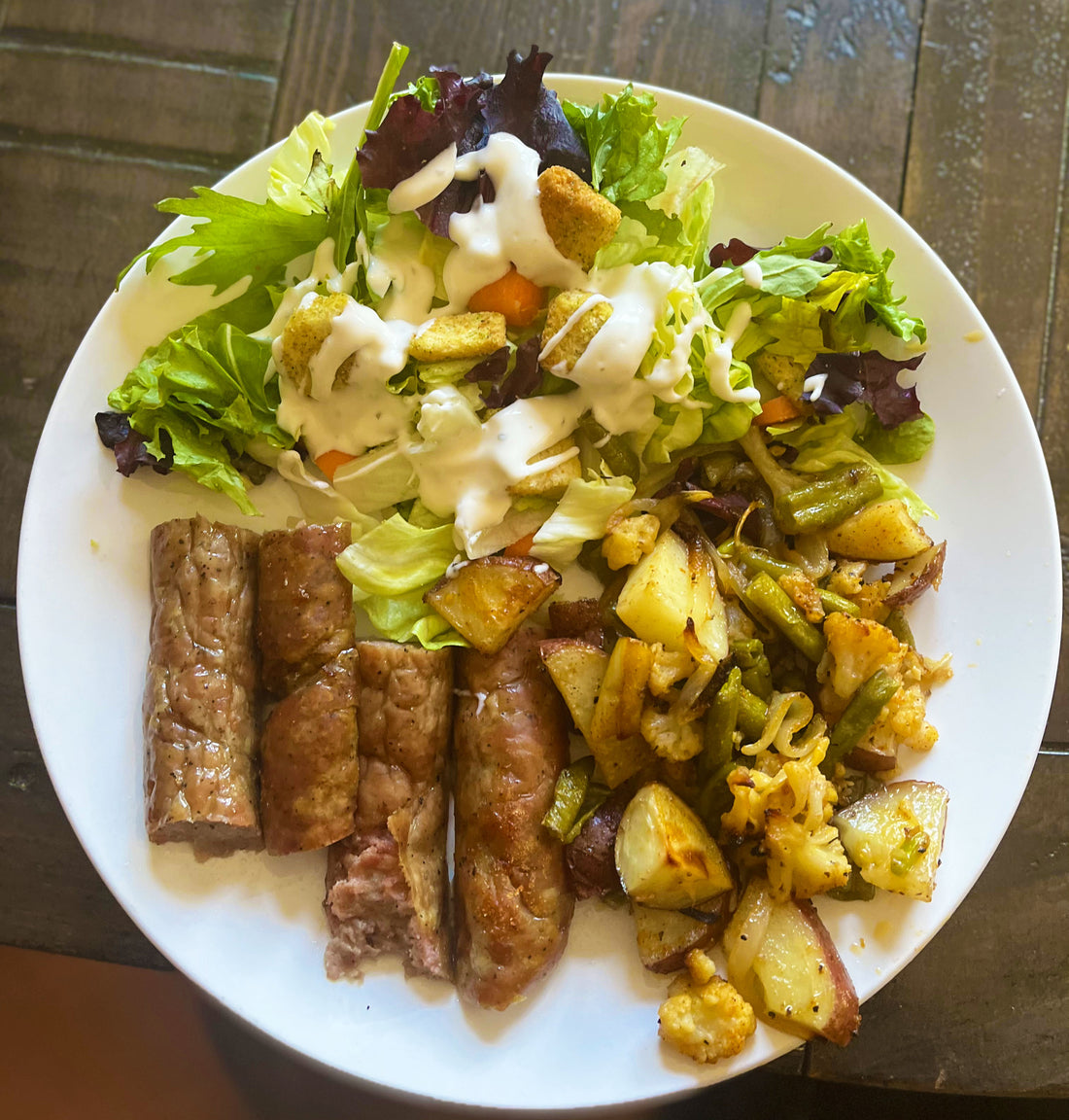 Roasted Kielbasa and Vegetables with Savu Birra Seasoned Salt