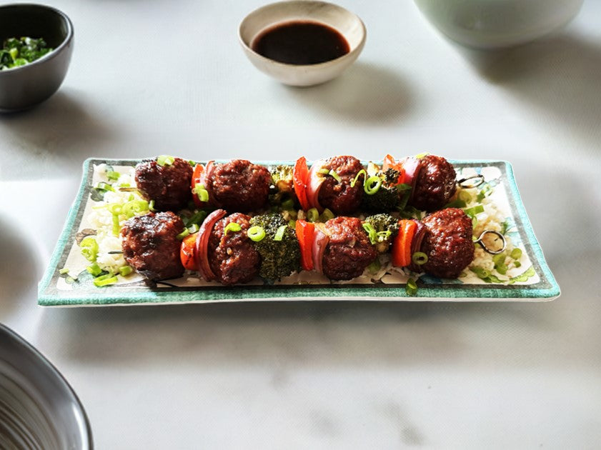 teriyaki meatballs with rice