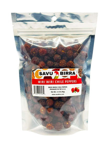 Whole dried Wiri Wiri Chile Peppers in a package, showcasing vibrant color and premium quality for flavorful dishes.